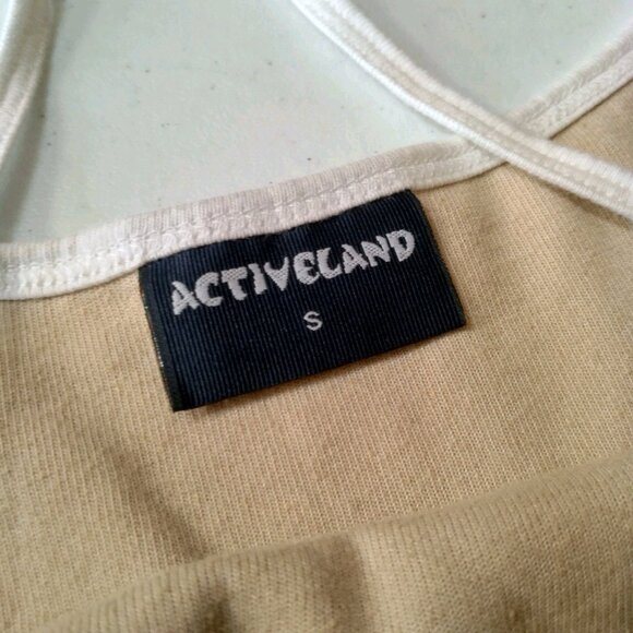 Vintage Y2K Activeland Tank Top Small Beige Terry Cloth Baby T Spahetti Strap - Picture 6 of 13